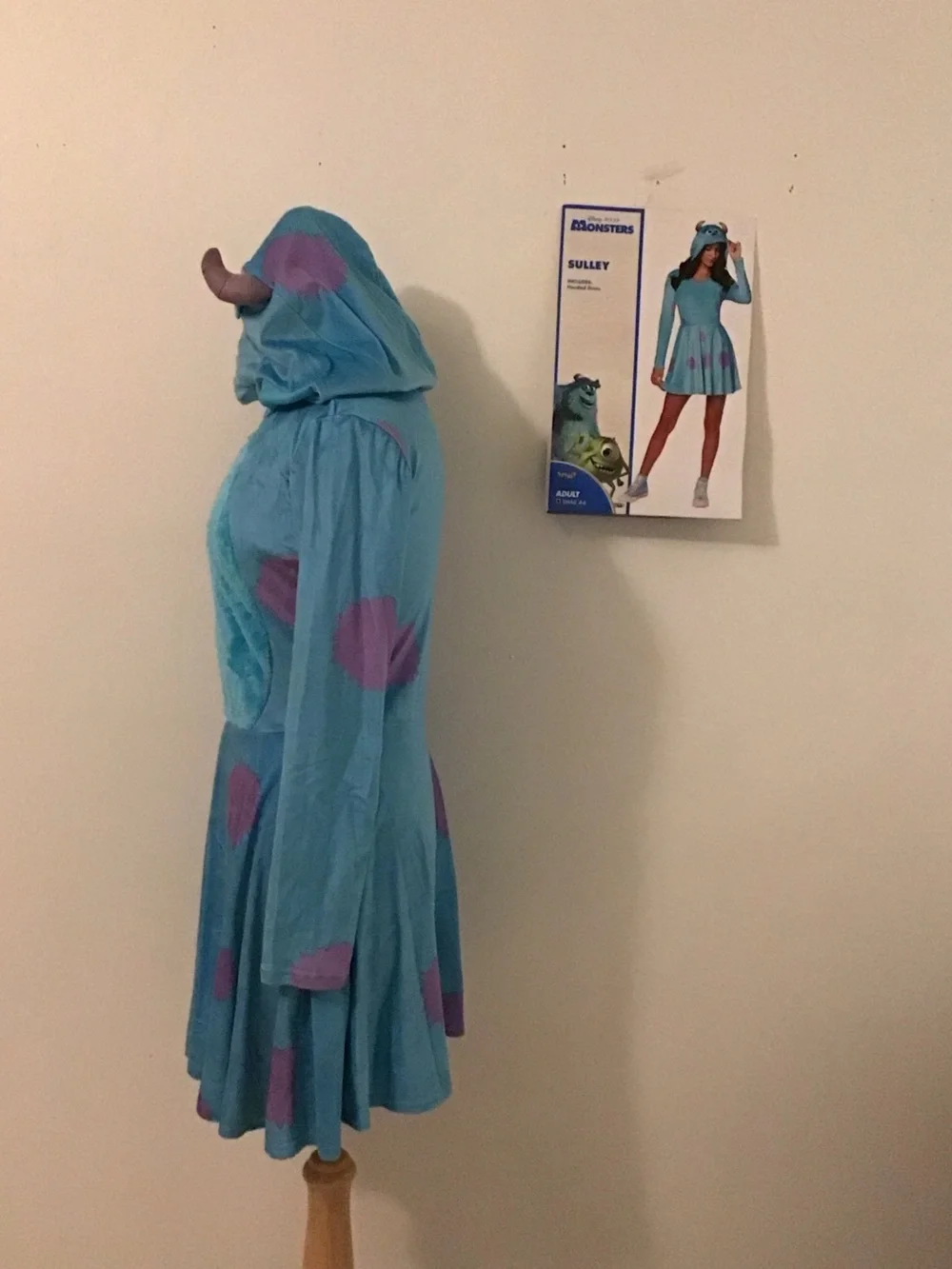 Sulley-Inspired Blue Kids Halloween Costume Dress with Hood